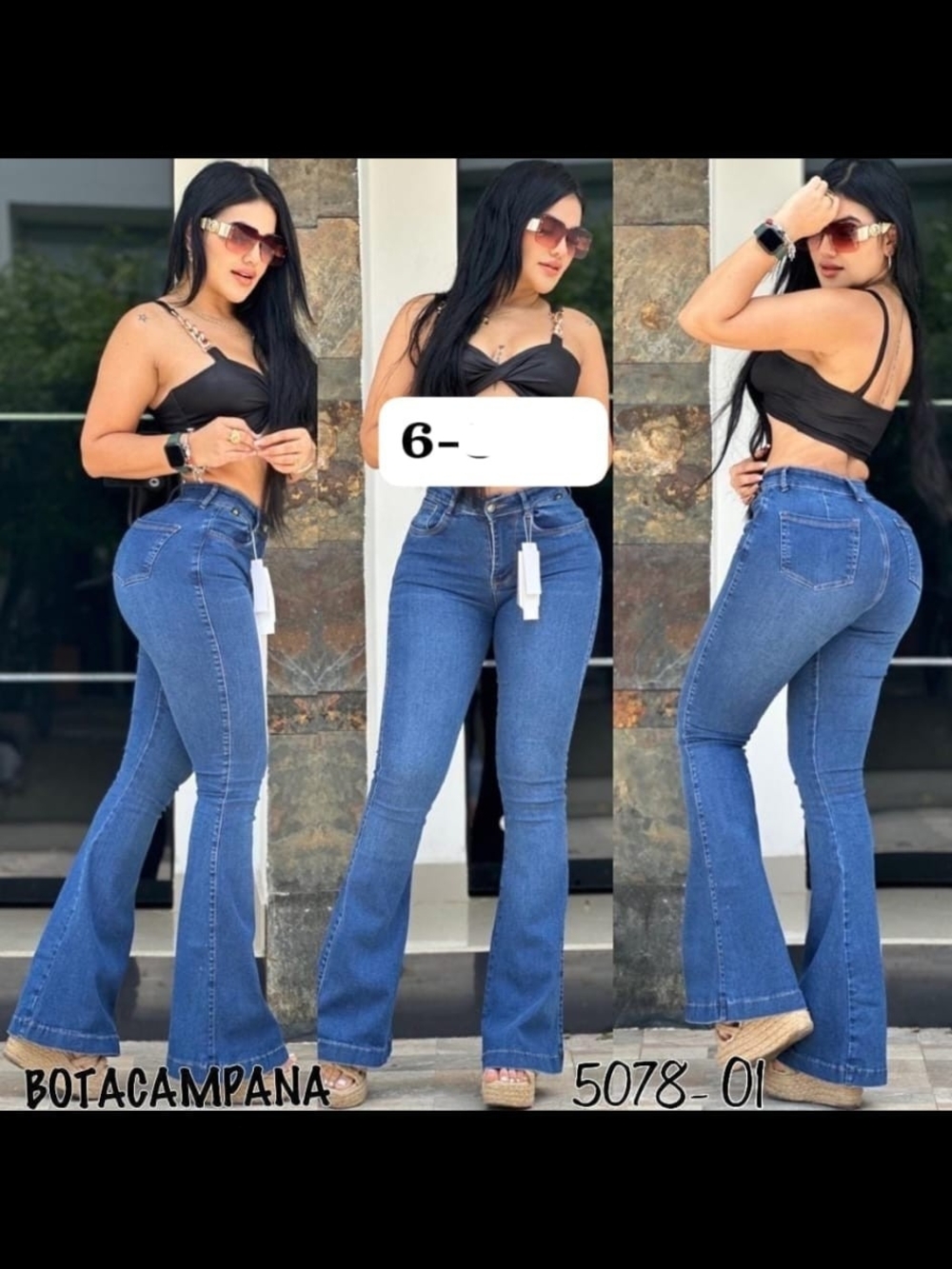 Women’s Blue Bootcut Jeans - Classic High-Rise Fit, Jeans Colombianos
